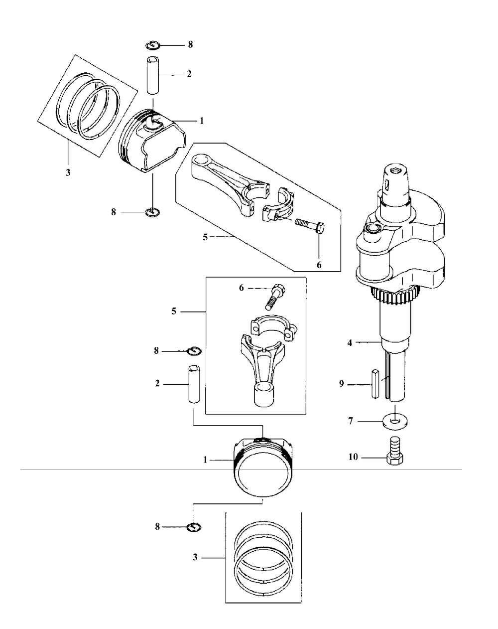 Fh721v-As15 Crankshaft And Pistons Diagram and Parts List for M60-KW 53AB5DCX150-25-HP Cub Cadet Lawn Tractor